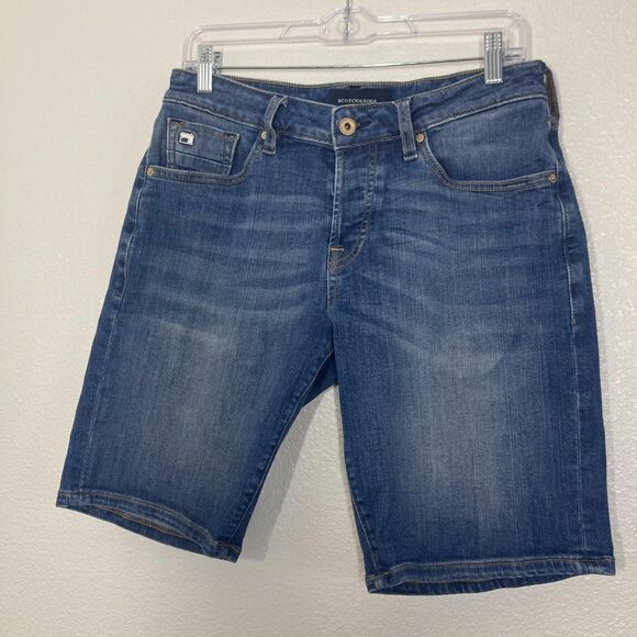 Scotch & Soda Amsterdams Blauw Ralston Shorts Mens 31 Denim Button Fly Stretch - Picture 2 of 16